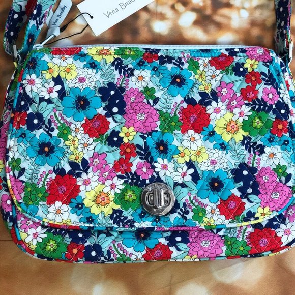 Vera Bradley Saddle Crossbody Shoulder Bag in Far Out Floral. NWT - Picture 2 of 6